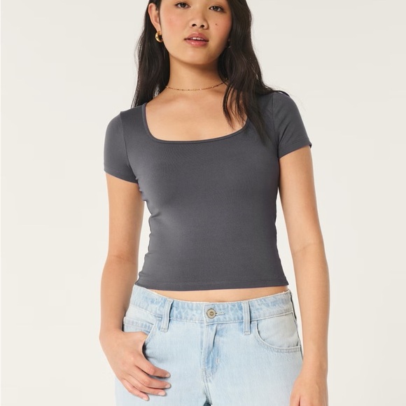 hollister soft stretch square neck baby tee - Picture 2 of 3